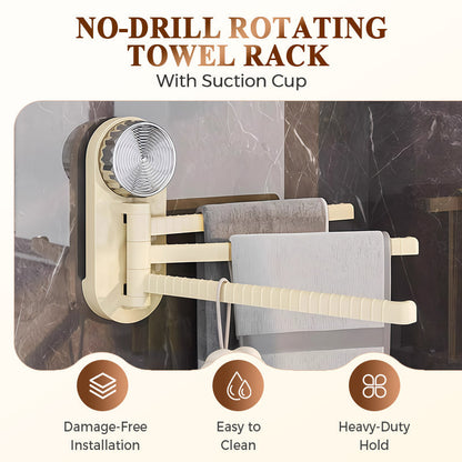No-Drill Rotating Towel Rack With Suction Cup