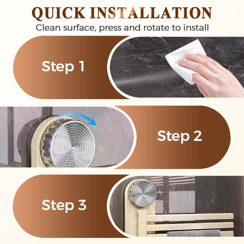 No-Drill Rotating Towel Rack With Suction Cup