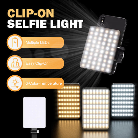 Compact Adjustable Color-Temperature Clip-On Selfie Light