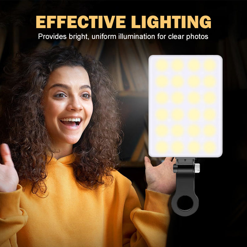 Compact Adjustable Color-Temperature Clip-On Selfie Light