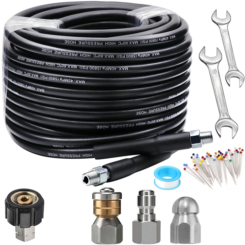 🚿 5800PSI Sewer Jetter Kit - High-Pressure Nozzle & Hose for Clogged Drains/Pipes, Compatible with Most Pressure Washers 🔧📦