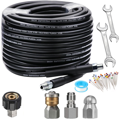 🚿 5800PSI Sewer Jetter Kit - High-Pressure Nozzle & Hose for Clogged Drains/Pipes, Compatible with Most Pressure Washers 🔧📦