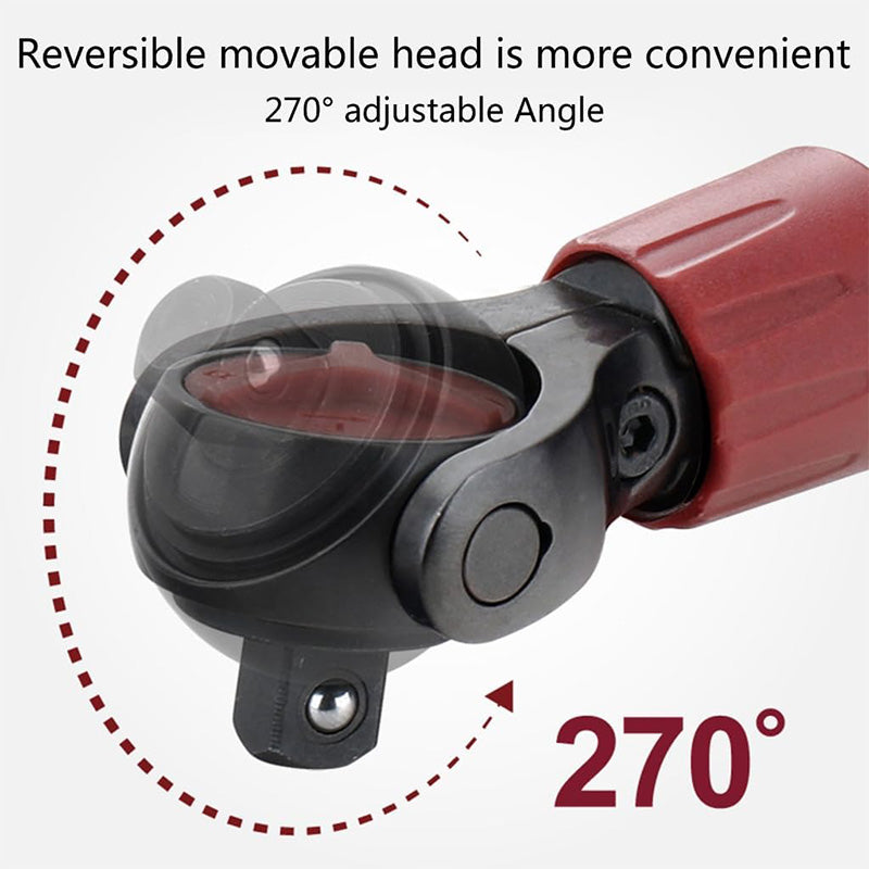 3/8" Drive Ratchet Wrench - 72T Steel Socket Wrench with Flexible Head & Reversible Switch