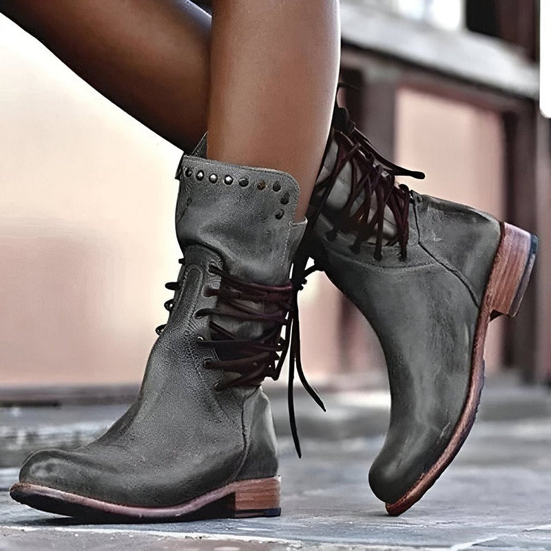 Women’s Vintage Side Lace-Up Boots