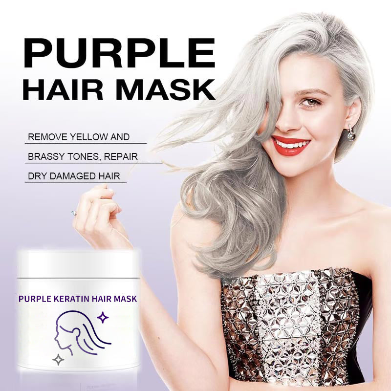 Purple Keratin Hair Mask - Intense Repair for Curly or Color-Treated Hair, Restores Shine & Softness in 3 Mins🌿🧴