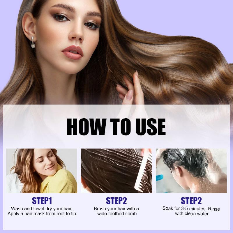 Purple Keratin Hair Mask - Intense Repair for Curly or Color-Treated Hair, Restores Shine & Softness in 3 Mins🌿🧴