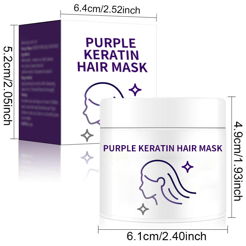 Purple Keratin Hair Mask - Intense Repair for Curly or Color-Treated Hair, Restores Shine & Softness in 3 Mins🌿🧴