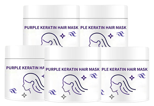 Purple Keratin Hair Mask - Intense Repair for Curly or Color-Treated Hair, Restores Shine & Softness in 3 Mins🌿🧴