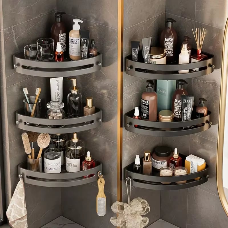 🏠 Bathroom Triangle Shelf – Easy Install, Rustproof for Storing Shampoo/Soap in Bathroom 🧴