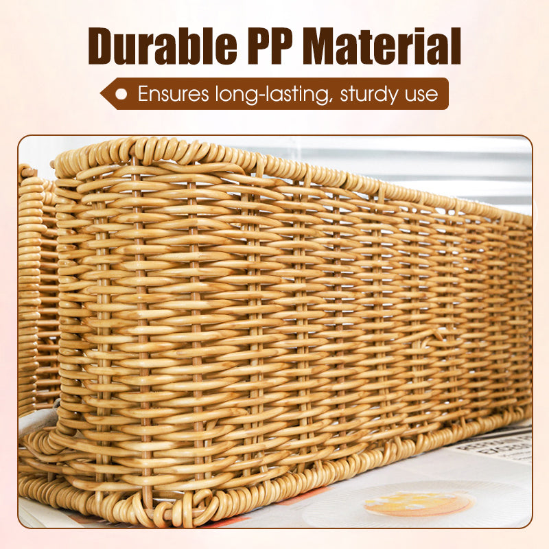 Hand Woven Rattan Cable Organizer Box with Lid