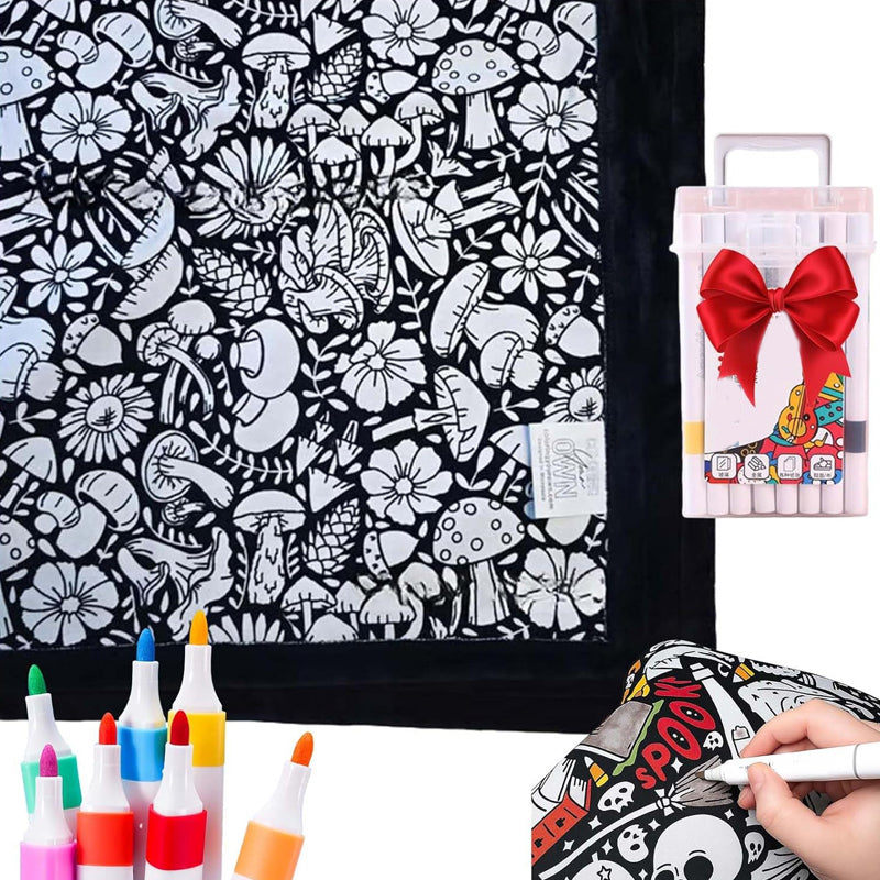 🎄Christmas Sale 49% OFF!!🎁🎁DIY Coloring Blanket with Markers