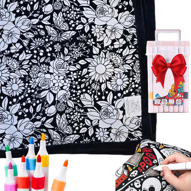 🎄Christmas Sale 49% OFF!!🎁🎁DIY Coloring Blanket with Markers