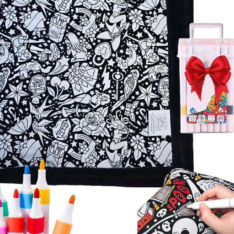 🎄Christmas Sale 49% OFF!!🎁🎁DIY Coloring Blanket with Markers