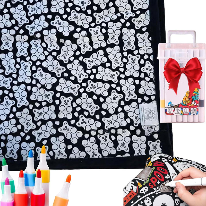 🎄Christmas Sale 49% OFF!!🎁🎁DIY Coloring Blanket with Markers