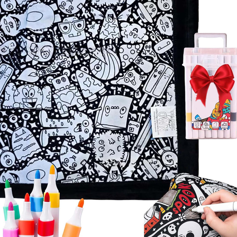 🎄Christmas Sale 49% OFF!!🎁🎁DIY Coloring Blanket with Markers