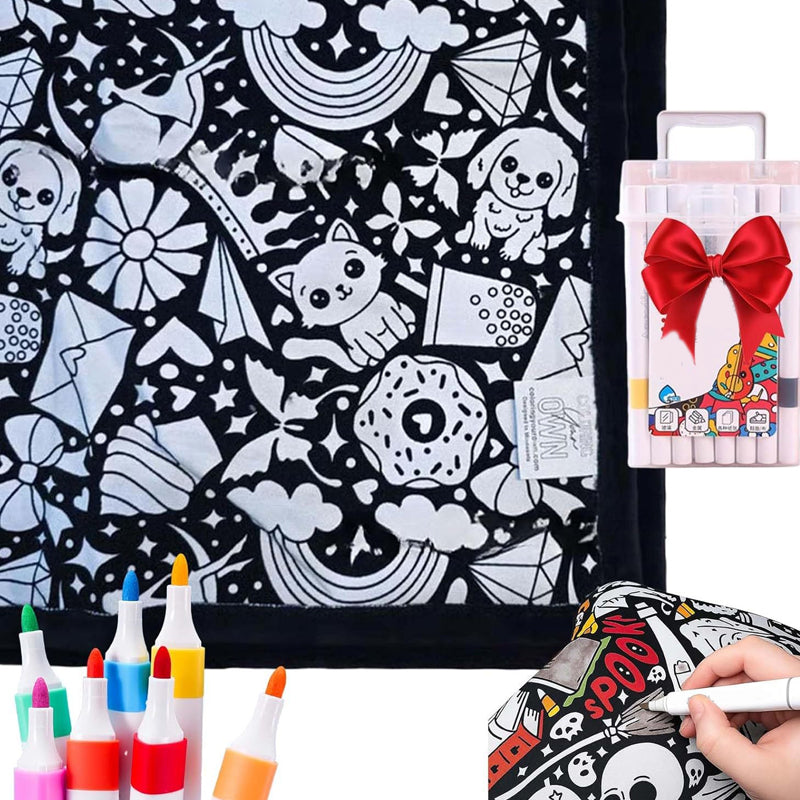 🎄Christmas Sale 49% OFF!!🎁🎁DIY Coloring Blanket with Markers