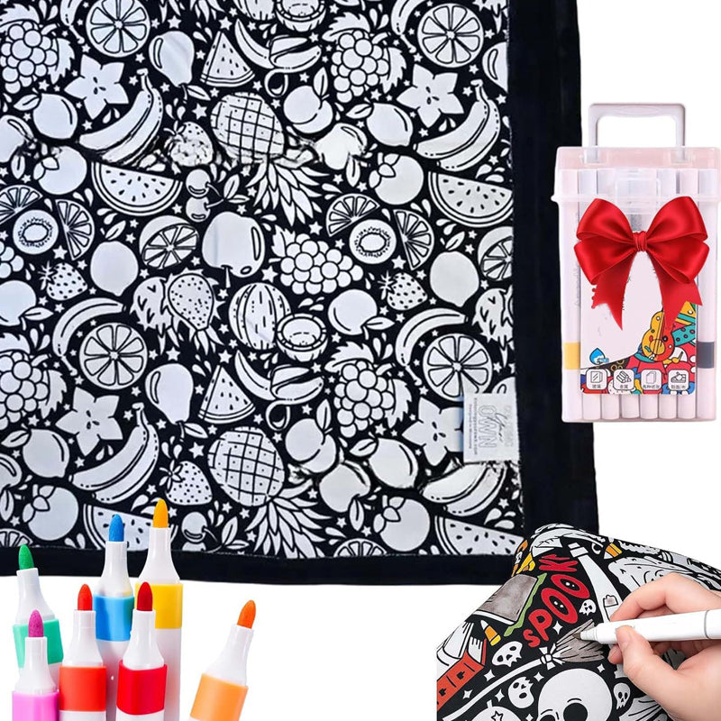 🎄Christmas Sale 49% OFF!!🎁🎁DIY Coloring Blanket with Markers