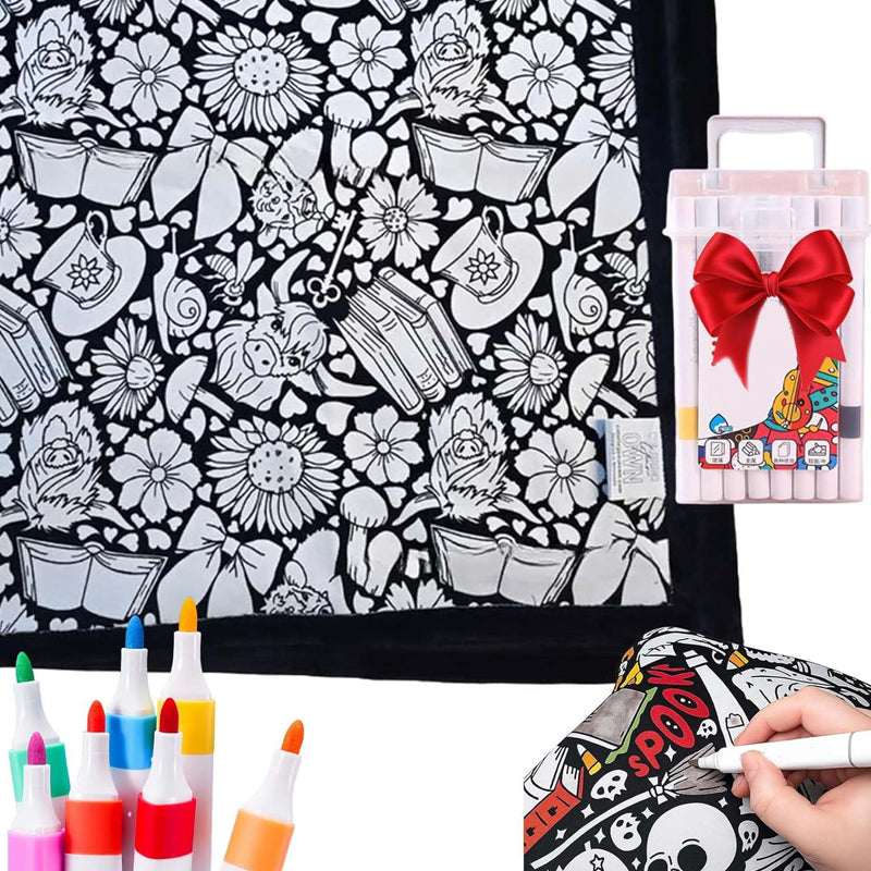 🎄Christmas Sale 49% OFF!!🎁🎁DIY Coloring Blanket with Markers