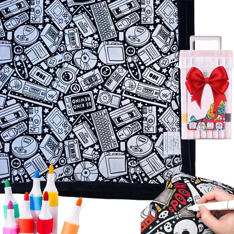 🎄Christmas Sale 49% OFF!!🎁🎁DIY Coloring Blanket with Markers