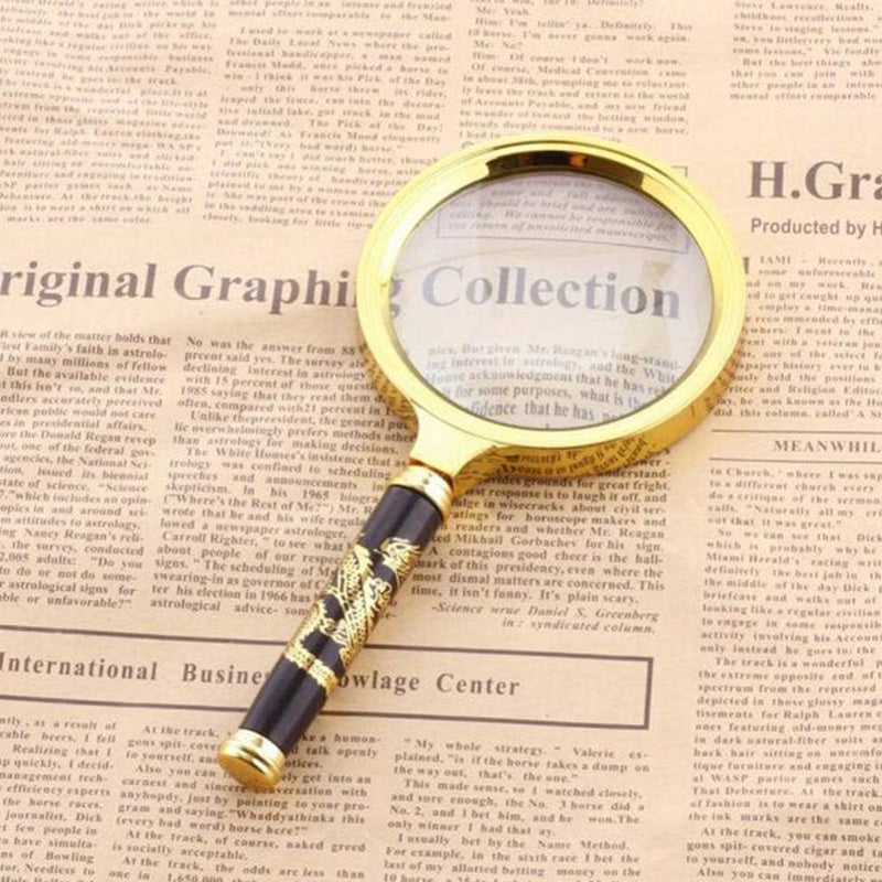 Dragon Pattern Handle Magnifying Glass with 10X Magnification