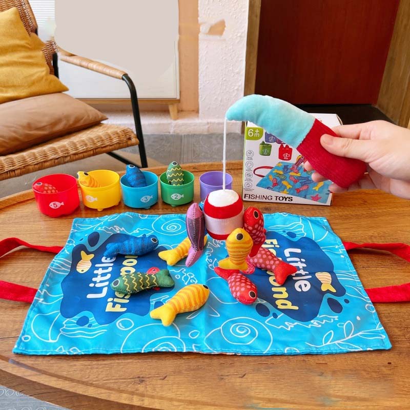 Toddler Cloth Fishing Toy Set with Stacking Cups
