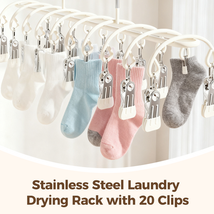 Stainless Steel Laundry Drying Rack with 20 Clips