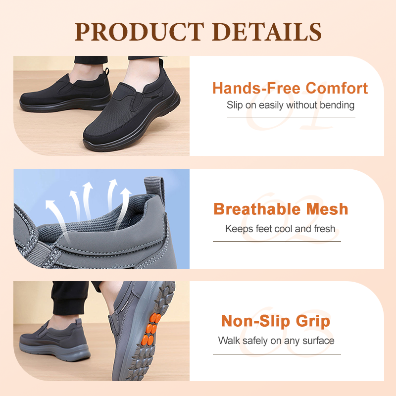 ✨ Men's Orthopedic Breathable Slip-On Sneakers - Arch Support with Memory Foam Insoles for All-Day Comfort 🏃‍♂️💨