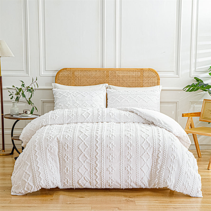 3-Piece Cutwork Tufted Bedding Set