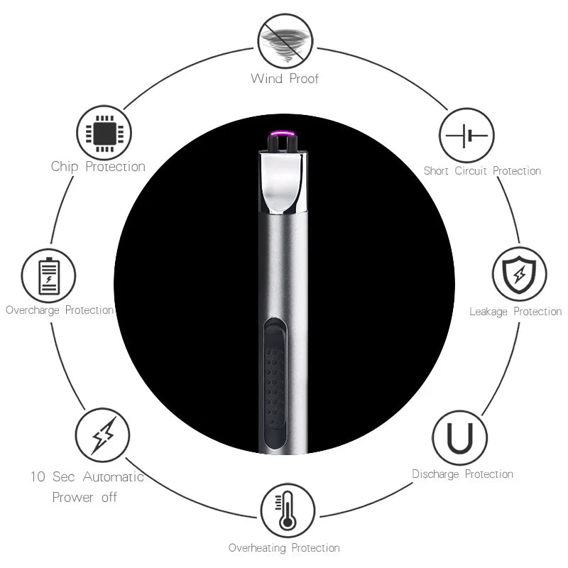 USB Rechargeable Arc Lighter - Windproof & Flameless