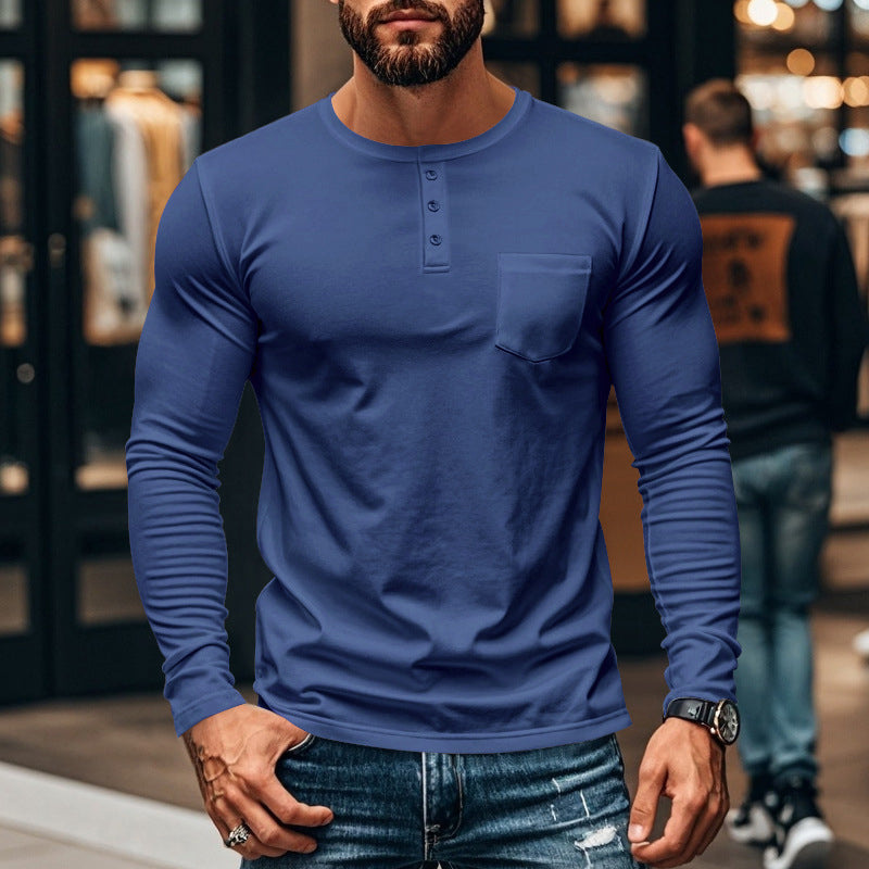 ⚡Black Friday Flash Deal!Men’s Slim Fit Henley Long Sleeve T-Shirt 🔥Direct 50% Off, King of Cost Performance!