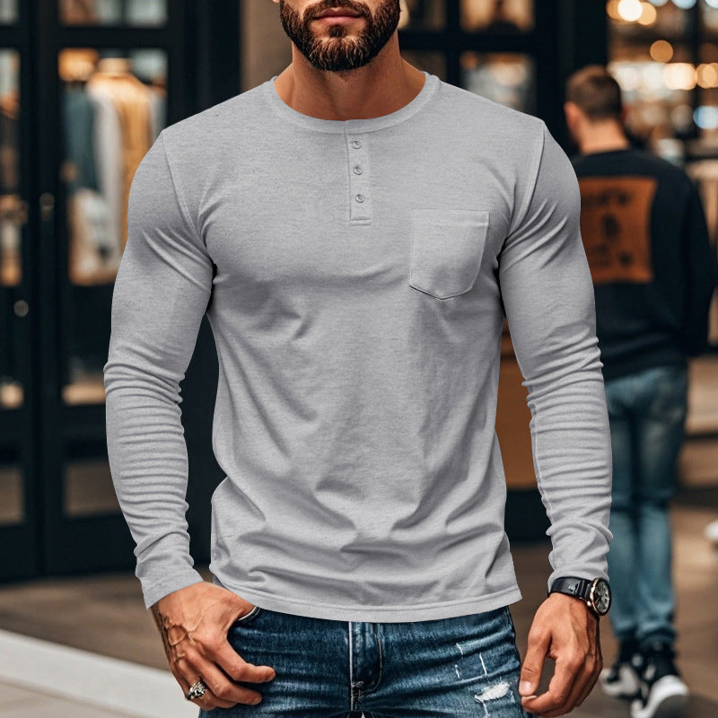 ⚡Black Friday Flash Deal!Men’s Slim Fit Henley Long Sleeve T-Shirt 🔥Direct 50% Off, King of Cost Performance!