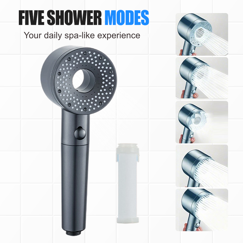 🚿5-Mode Filtered Shower Head – Spa-Style Massage & Skin-Friendly Filtered Water for Healthier Hair & Soft Skin