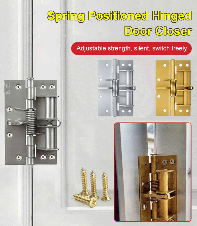 🔥 50% OFF NOW 🎉 4 Inch Automatic Spring Hinge – Self-Closing, Adjustable Tension & Easy Install for Doors 🔧🚪📦