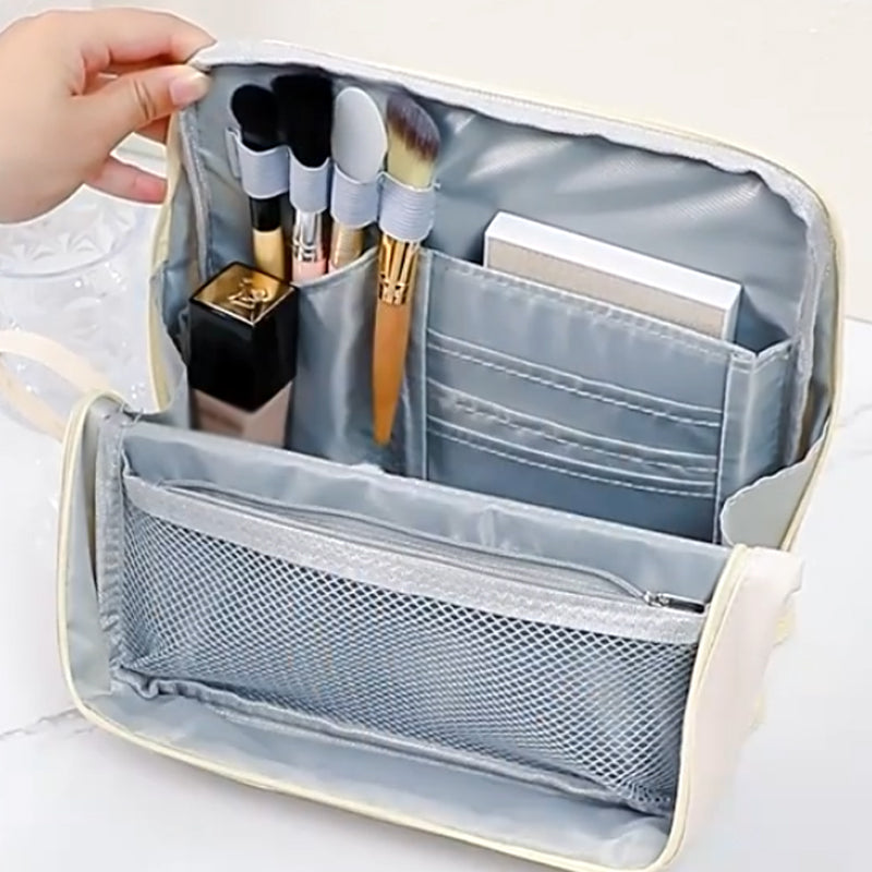 Stylish Handheld Partitioned Cosmetic Bag