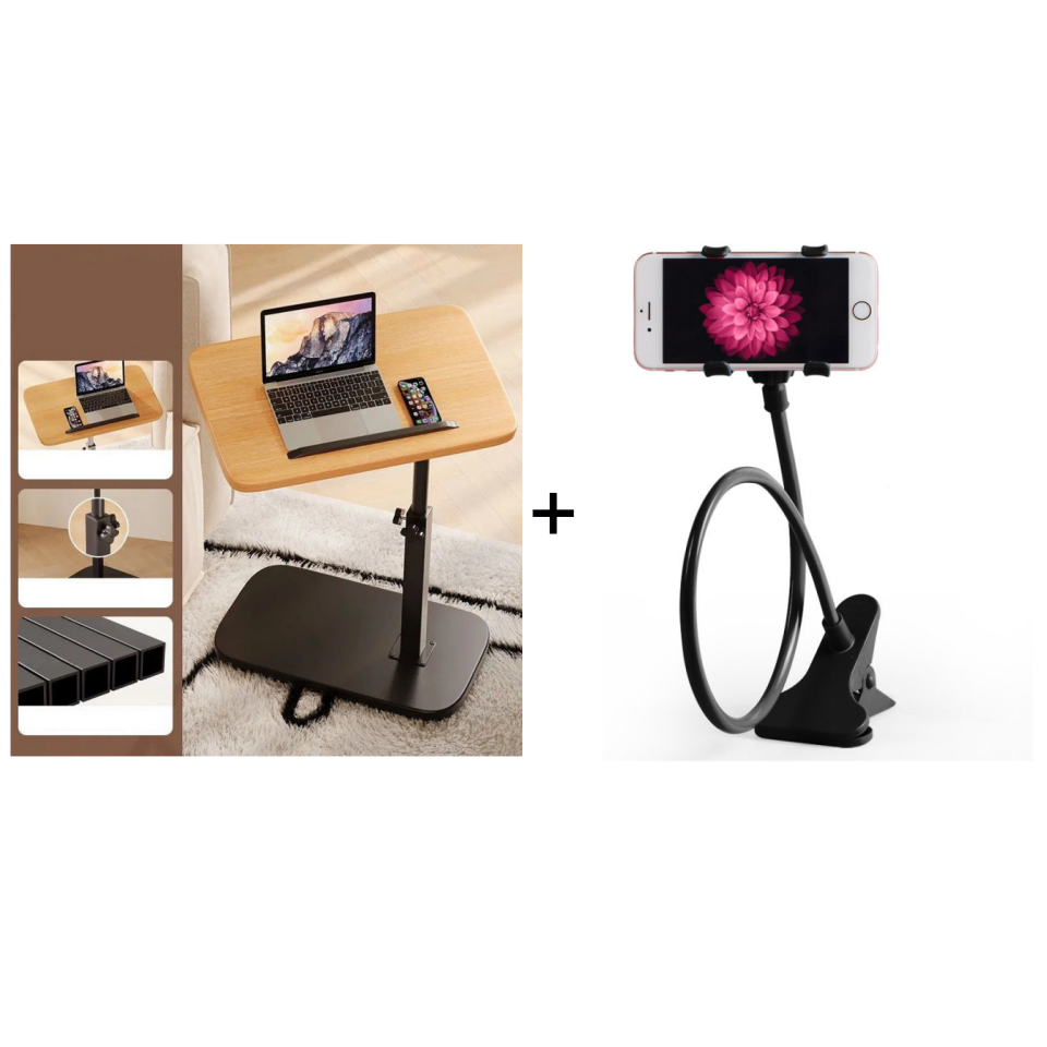 🛋️ LIMITED-TIME 50% OFF! ✨ C-Shape Side Table with Swivel Tray – Adjustable, Spacious, Sturdy 🍽️