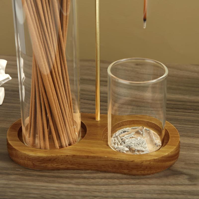 2 in 1 Incense & Candle Holder Natural Wood Base Aromatherapy Diffuser