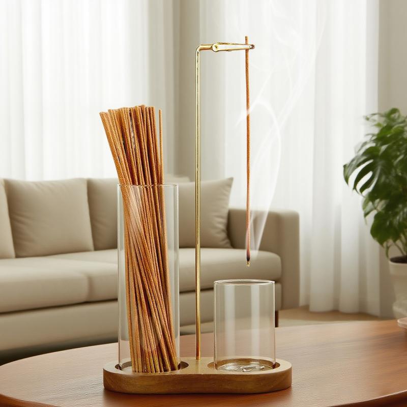 2 in 1 Incense & Candle Holder Natural Wood Base Aromatherapy Diffuser