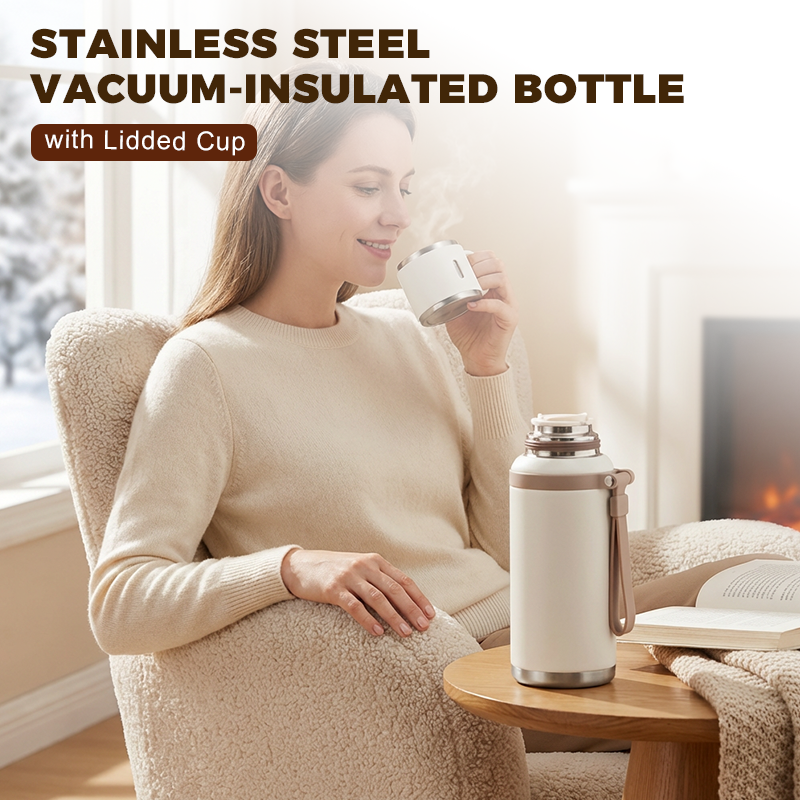 🏆Flash Sale 50% OFF⚡5K+ SOLD! 💥Stainless Steel Vacuum Insulated Bottle with Lidded Cup
