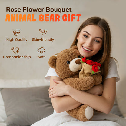 📢📢50%  OFF !! ⏰Animal Bear Gift with Rose Flower Bouquet