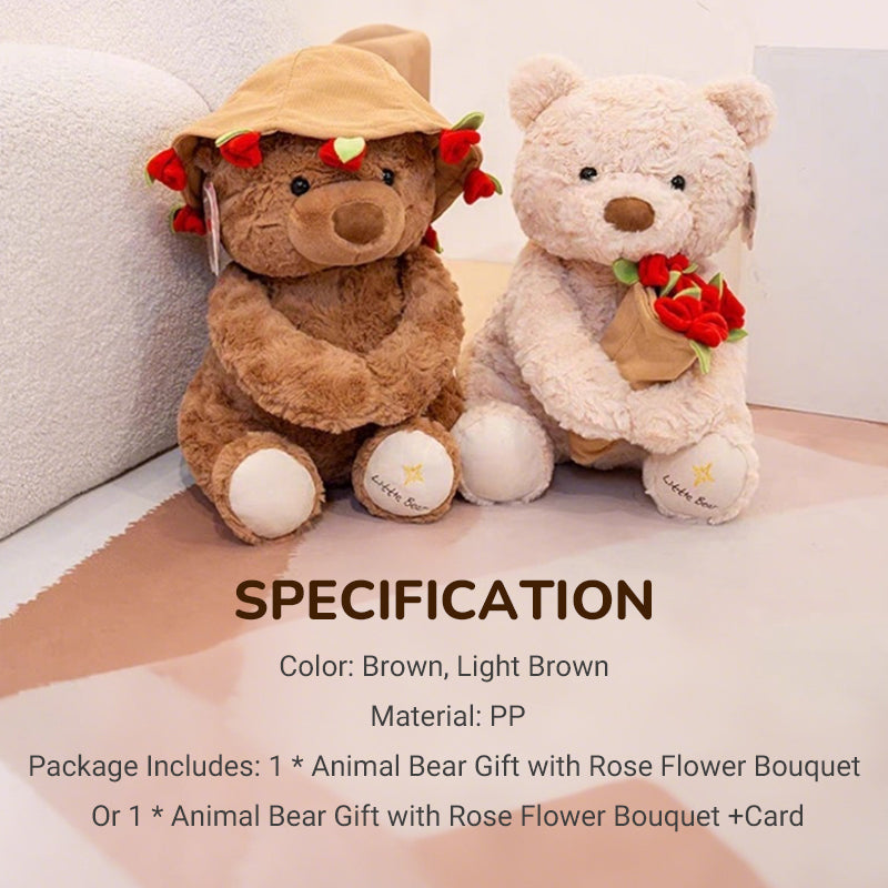 📢📢50%  OFF !! ⏰Animal Bear Gift with Rose Flower Bouquet