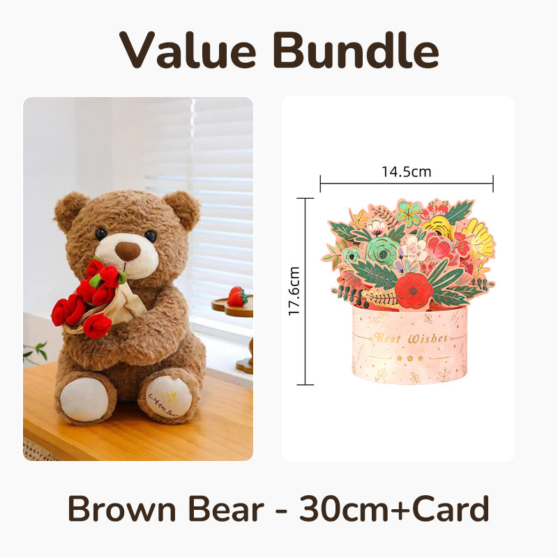 📢📢50%  OFF !! ⏰Animal Bear Gift with Rose Flower Bouquet