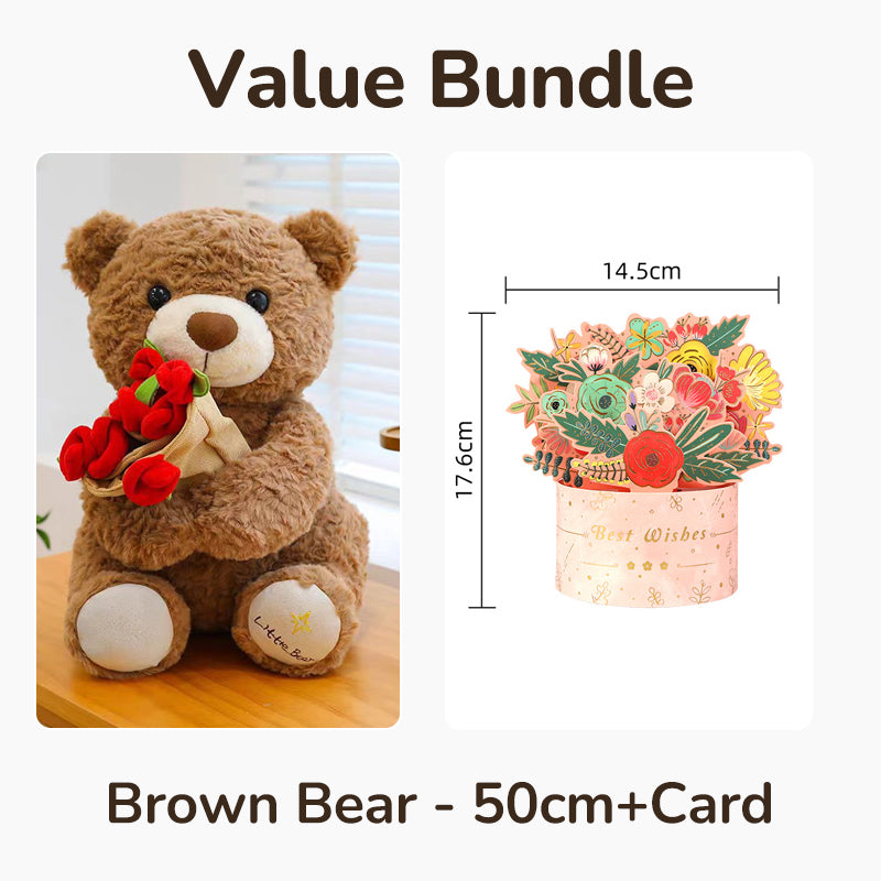 📢📢50%  OFF !! ⏰Animal Bear Gift with Rose Flower Bouquet