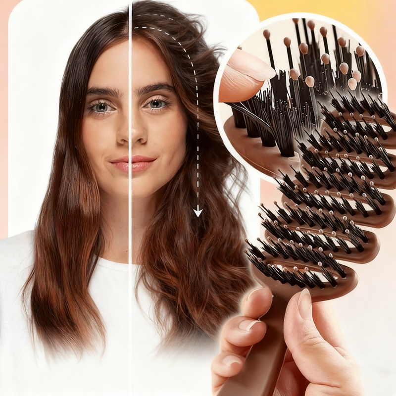 Gentle Scalp Massage Natural Volumizing Hair Brush