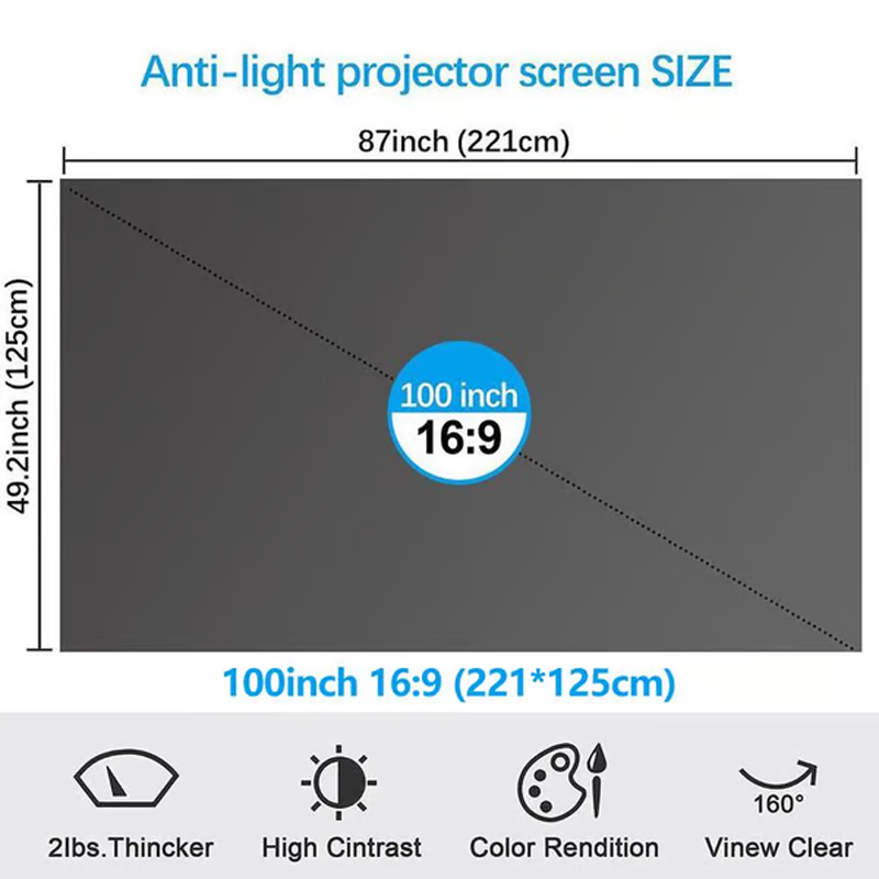 Foldable Anti-Light Projector Screen