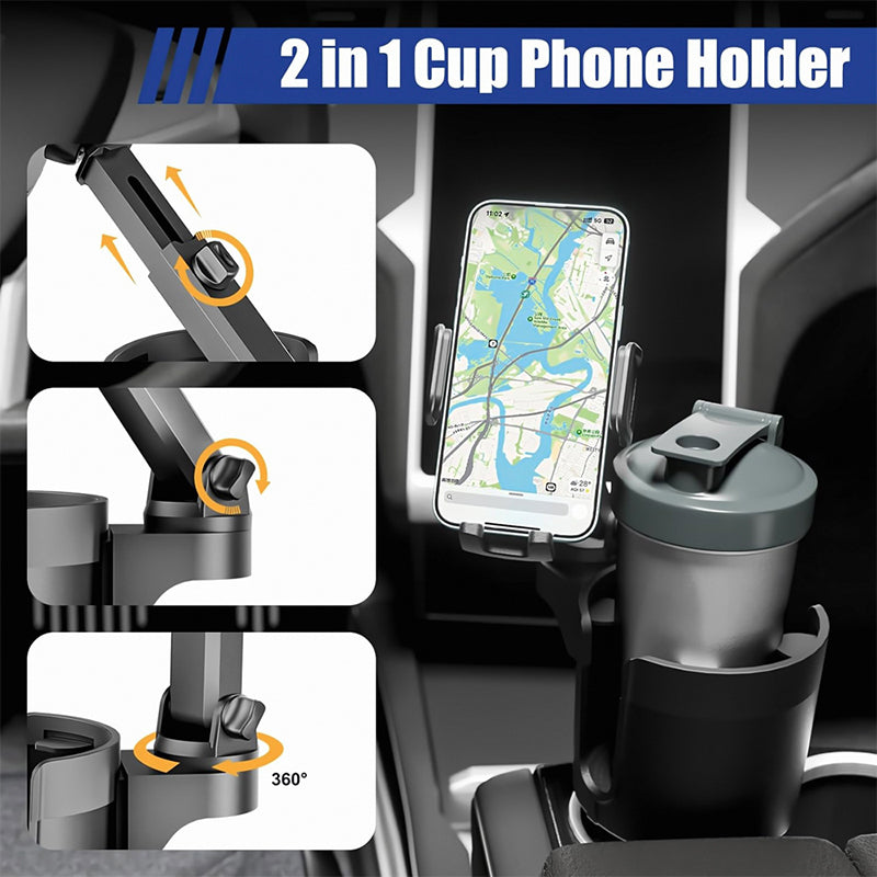 2-in-1 Car Cup Holder & Phone Stand