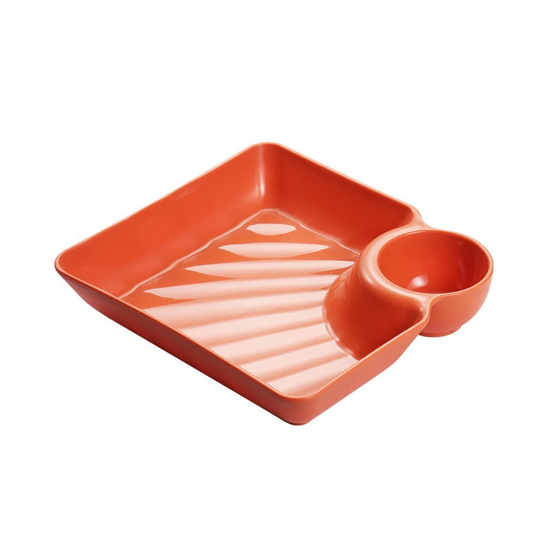 Snack and Appetizer Plate with Sauce Holder