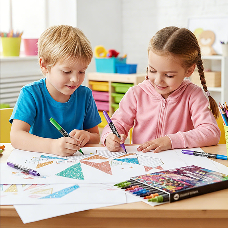 24 Colors Dual-Tip Glitter Marker Set