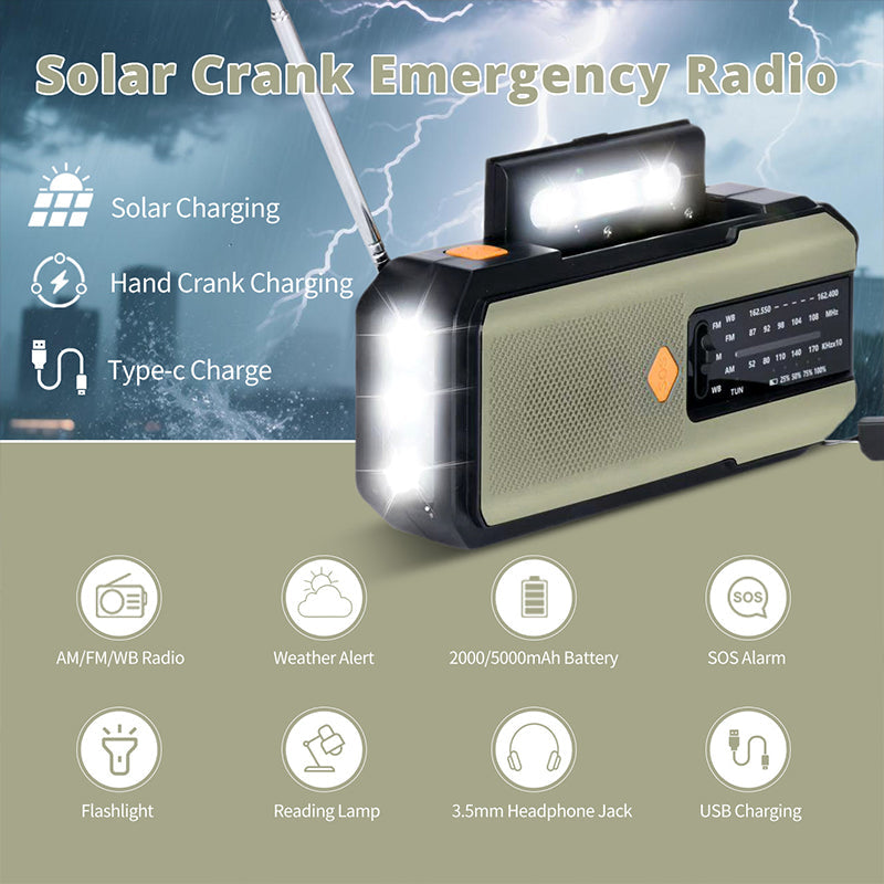📢📢53% OFF !!!⏰📻Solar Hand-Crank Emergency Weather Radio✨