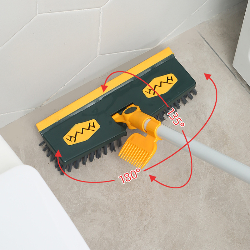 2-in-1 Extendable Floor Scrub Brush with Squeegee