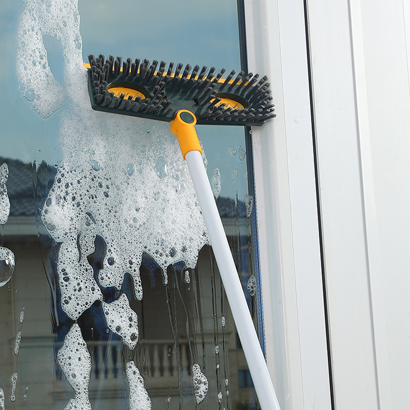 2-in-1 Extendable Floor Scrub Brush with Squeegee